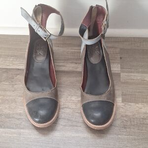 Freebird by Steven Black, Gray, Tan Mary Janes. Great Condition. Worn Once